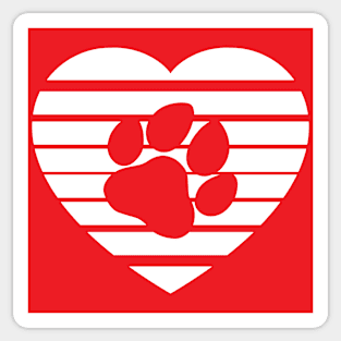 Dog Paw Heart Valentine - White Sticker